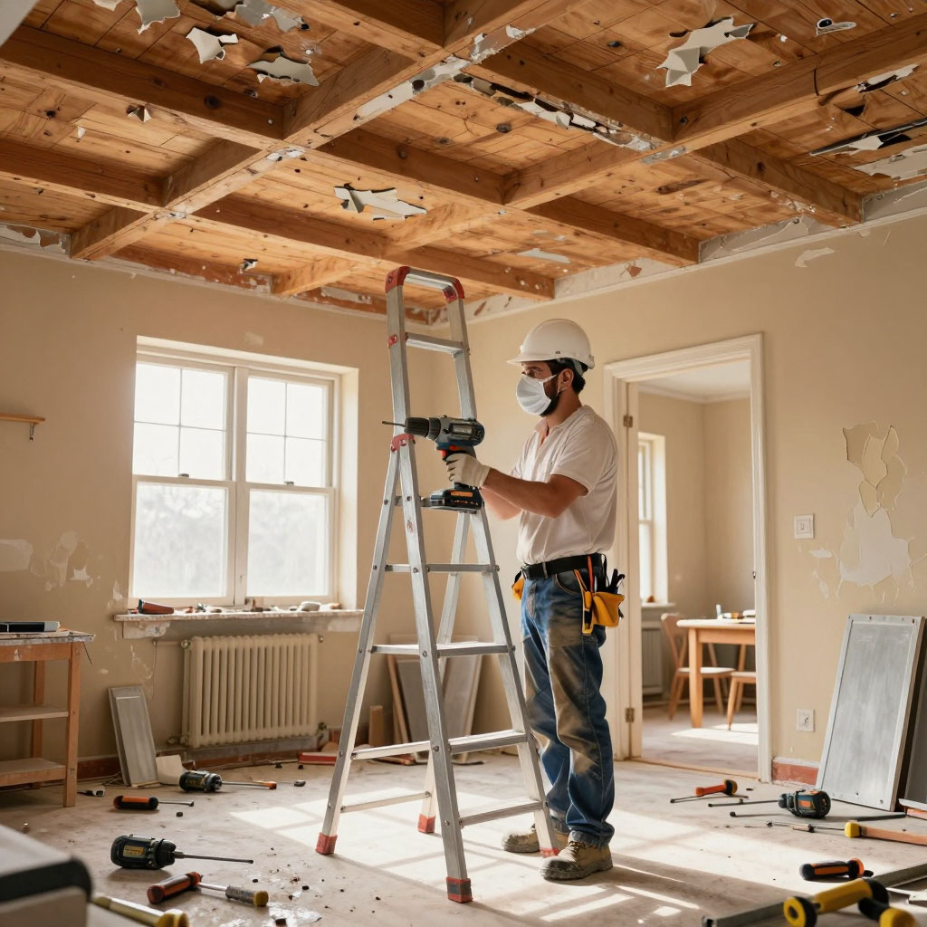 монтаж потолка в доме