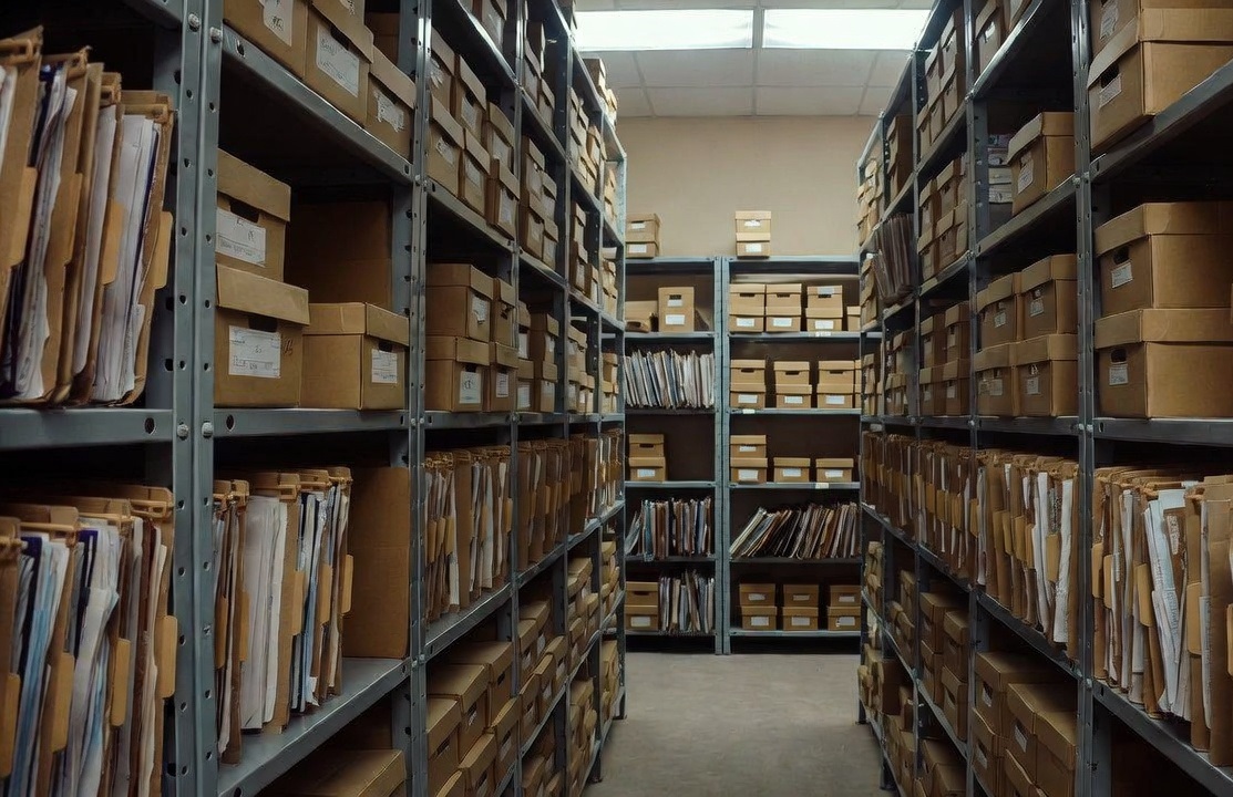 архив в картонных коробках